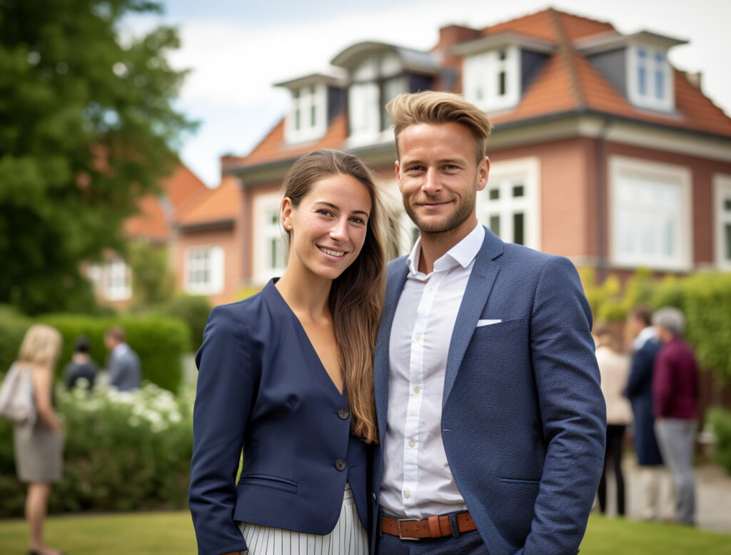 medium shot people working as real estate agents